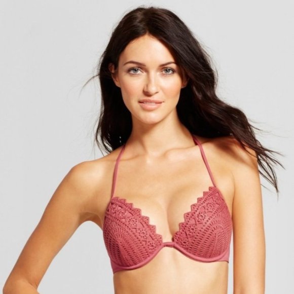 Shade and Shore Target 32C Women Rose Crochet Underwire Push Up Bikini Swim Top - Picture 5 of 6